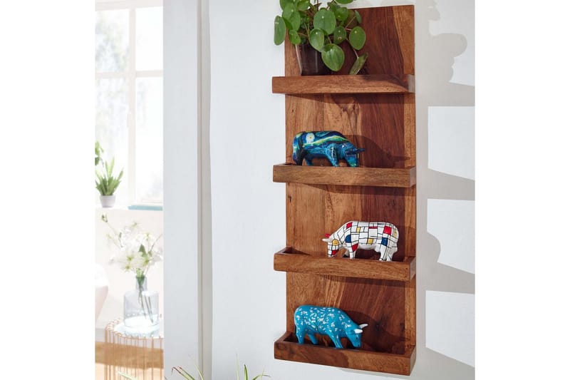 Vægreol Wohnling Vægmonteret hylde i massivt træ 30x80 cm landlig stil - Møbler - TV borde & mediemøbler - TV-reol