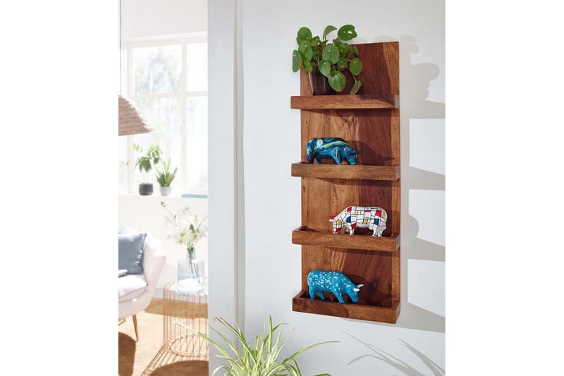 Vægreol Wohnling Vægmonteret hylde i massivt træ 30x80 cm landlig stil - Møbler - TV borde & mediemøbler - TV-reol