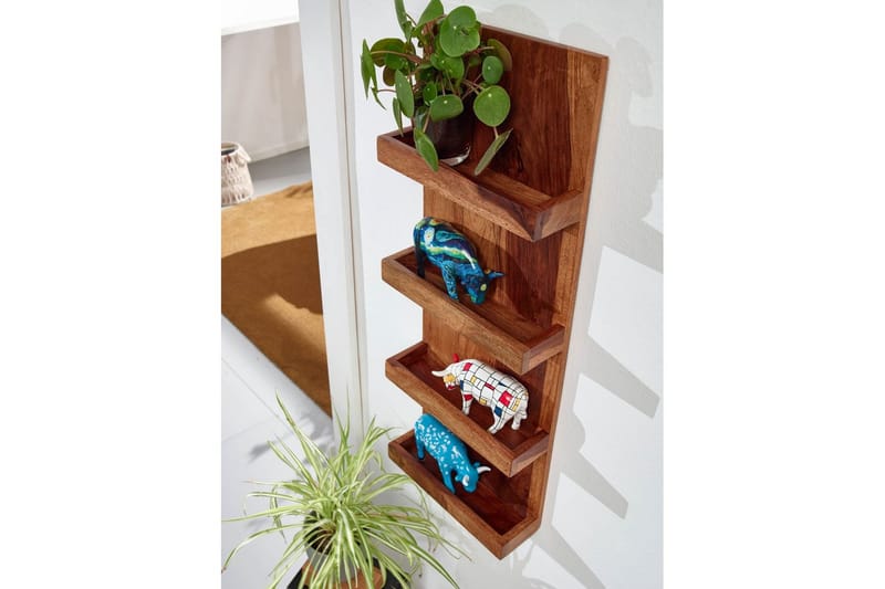 Vægreol Wohnling Vægmonteret hylde i massivt træ 30x80 cm landlig stil - Møbler - TV borde & mediemøbler - TV-reol