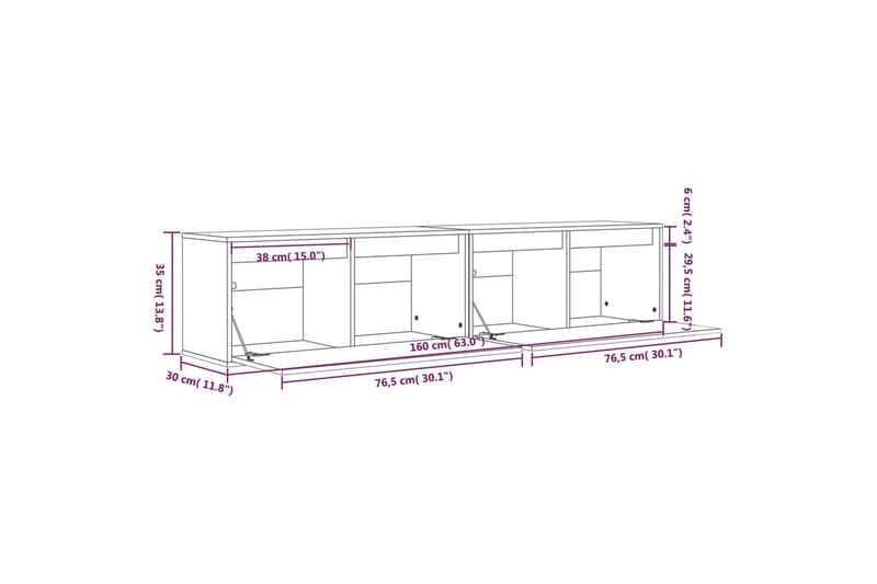 vægskabe 2 stk. 80x30x35 cm massivt fyrretræ hvid - Hvid - Møbler - TV borde & mediemøbler - TV-borde