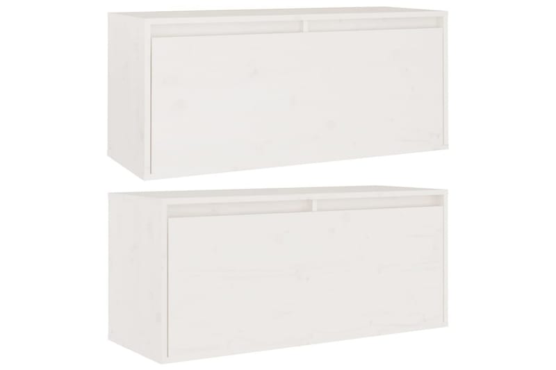 vægskabe 2 stk. 80x30x35 cm massivt fyrretræ hvid - Hvid - Møbler - TV borde & mediemøbler - TV-borde