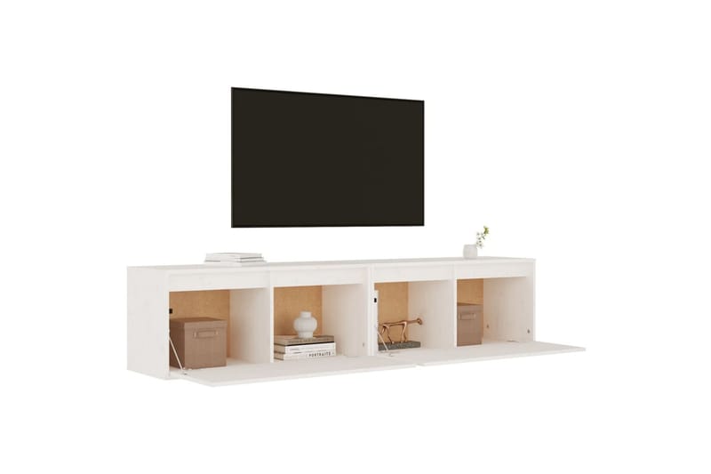 vægskabe 2 stk. 80x30x35 cm massivt fyrretræ hvid - Hvid - TV-borde