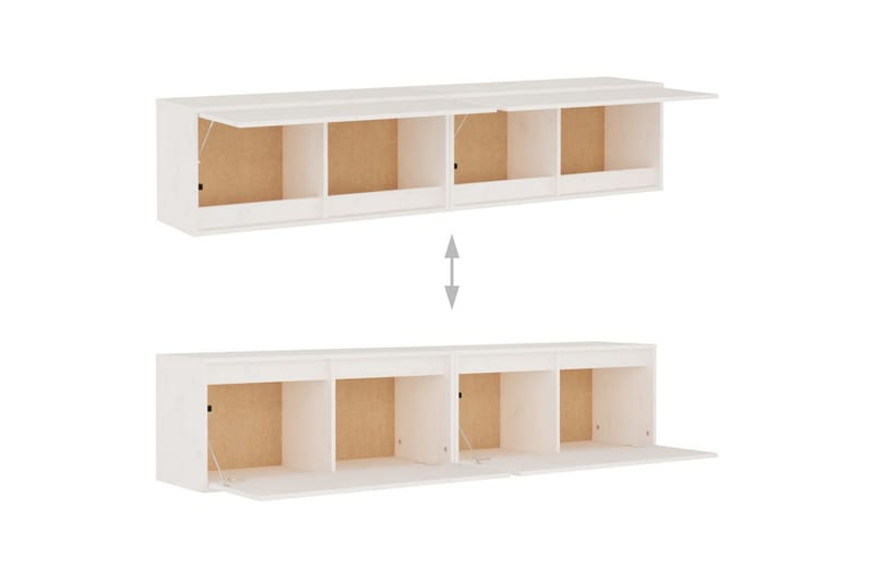vægskabe 2 stk. 80x30x35 cm massivt fyrretræ hvid - Hvid - Møbler - TV borde & mediemøbler - TV-borde