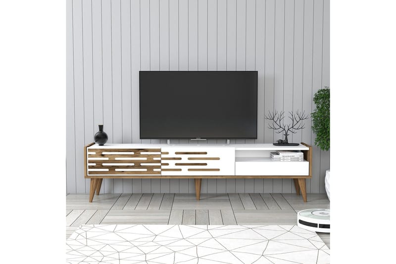 Valensiya Tv-bænk 180 cm - Valnød/Hvid - Møbler - TV borde & mediemøbler - TV-borde