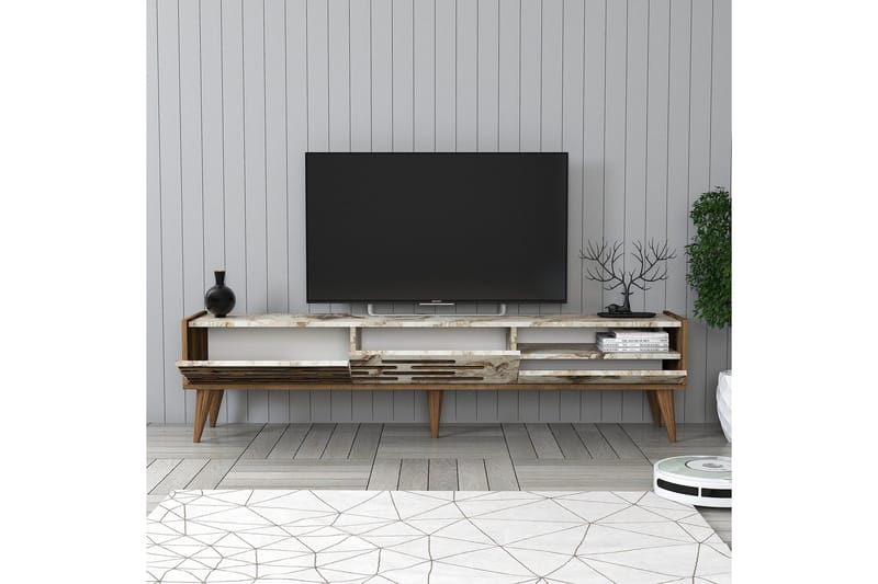 Valensiya Tv-bænk 180 cm - Valnød/Hvid - Møbler - TV borde & mediemøbler - TV-borde