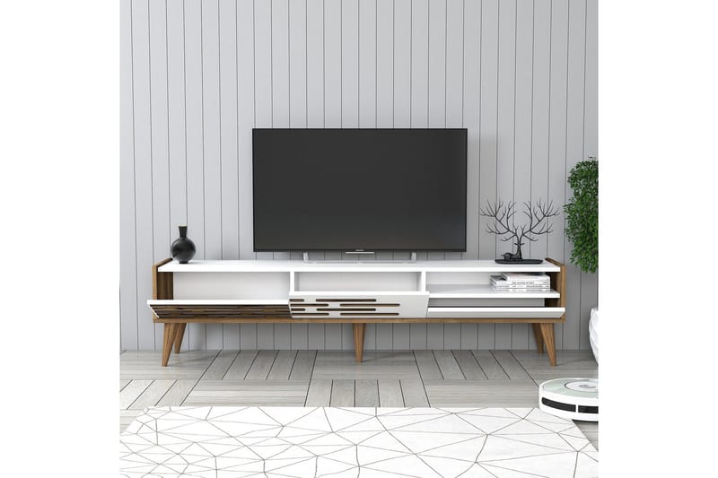 Valensiya Tv-bænk 180 cm - Valnød/Hvid - Møbler - TV borde & mediemøbler - TV-borde