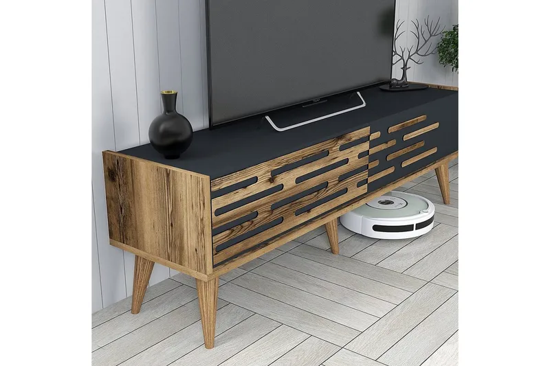 Valensiya TV-møbelsæt 140x45 cm - Valnød/Antracit - Møbler - TV borde & mediemøbler - Tv-møbelsæt