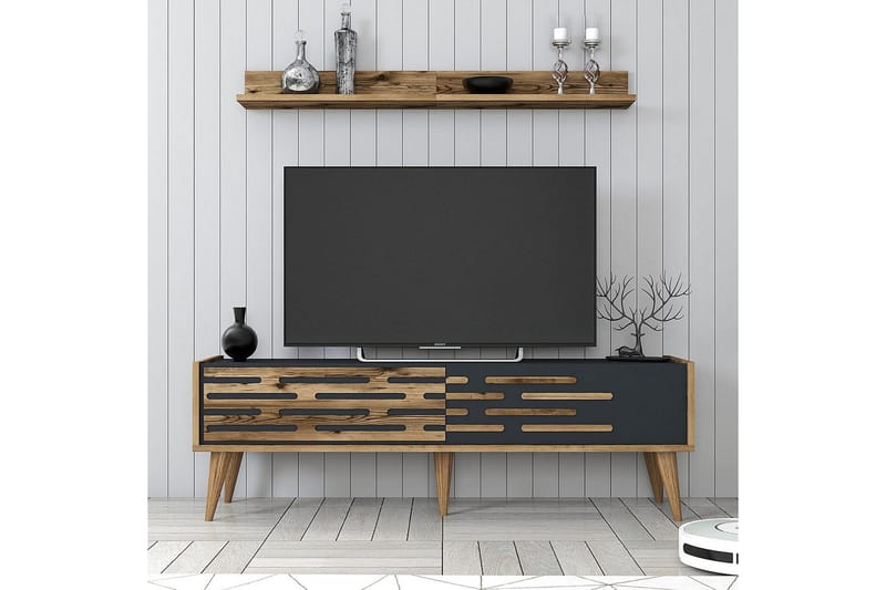 Valensiya TV-møbelsæt 140x45 cm - Valnød/Antracit - Møbler - TV borde & mediemøbler - Tv-møbelsæt