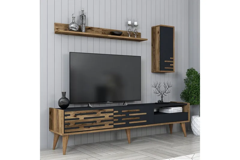Valensiya TV-skab 180 cm - Valnød/Antracit - Møbler - TV borde & mediemøbler - TV-skab