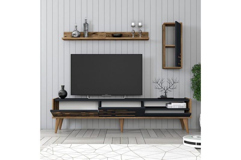 Valensiya TV-skab 180 cm - Valnød/Antracit - Møbler - TV borde & mediemøbler - Tv-møbelsæt