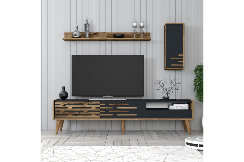 Valensiya TV-skab 180 cm - Valnød/Antracit - Møbler - TV borde & mediemøbler - TV-skab