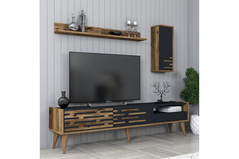 Valensiya TV-skab 180 cm - Valnød/Antracit - Møbler - TV borde & mediemøbler - TV-skab