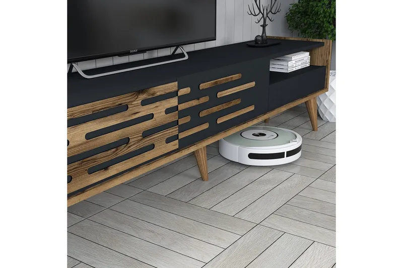 Valensiya TV-skab 180 cm - Valnød/Antracit - Møbler - TV borde & mediemøbler - Tv-møbelsæt