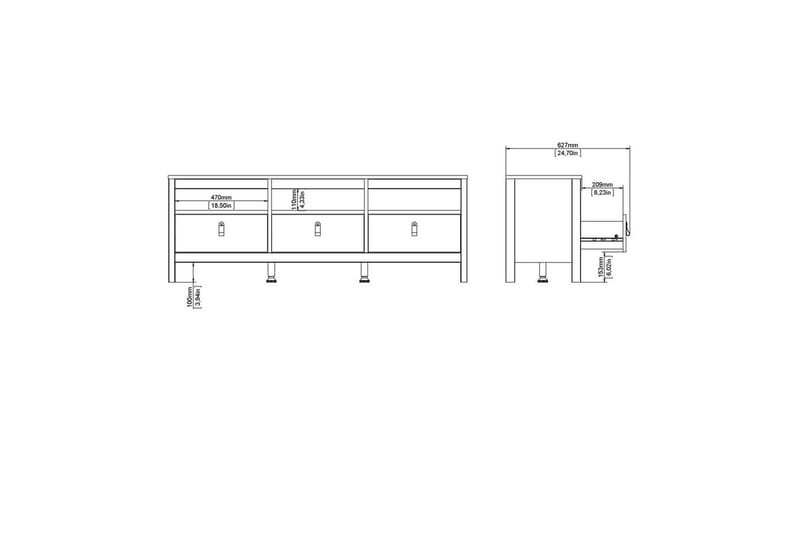 Vallvidera TV-bænk 151,4 cm - Sort - Møbler - TV borde & mediemøbler - TV-borde
