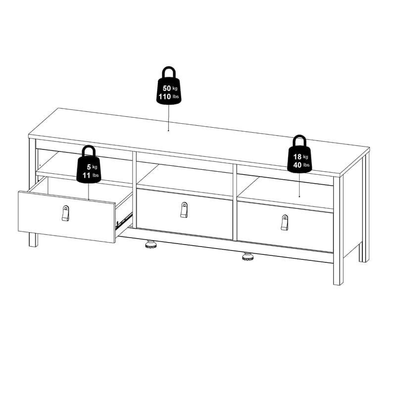 Vallvidera TV-bænk med 3 skuffer 151 cm - Møbler - TV borde & mediemøbler - TV-borde