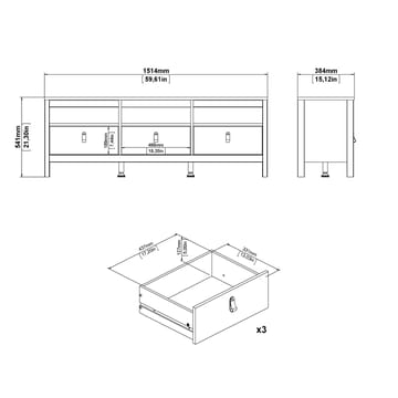 Vallvidera TV-bænk med 3 skuffer 151 cm - Møbler - TV borde & mediemøbler - TV-borde