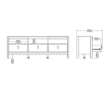 Vallvidera TV-bænk med 3 skuffer 151 cm - Møbler - TV borde & mediemøbler - TV-borde