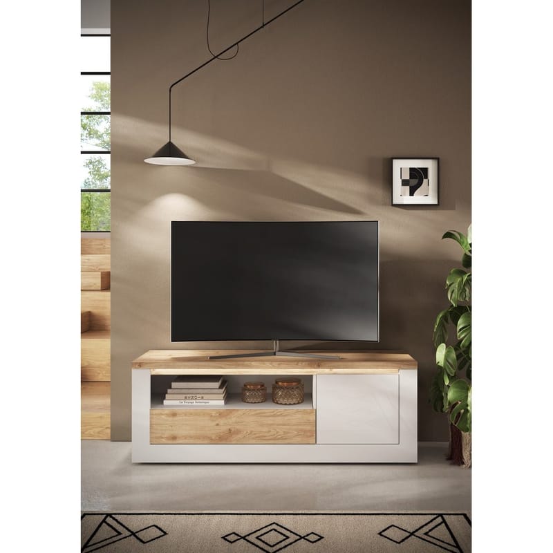 Vandesar TV-bænk 160 cm - Natur/Hvid - Møbler - TV borde & mediemøbler - TV-borde