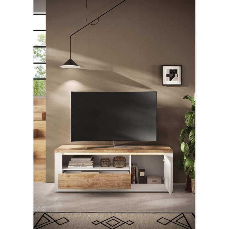Vandesar TV-bænk 160 cm - Natur/Hvid - Møbler - TV borde & mediemøbler - TV-borde