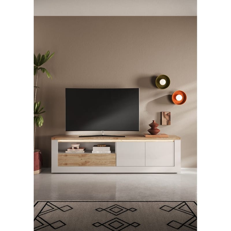 Vandesar TV-bænk 207 cm - Natur/Hvid - Møbler - TV borde & mediemøbler - TV-borde
