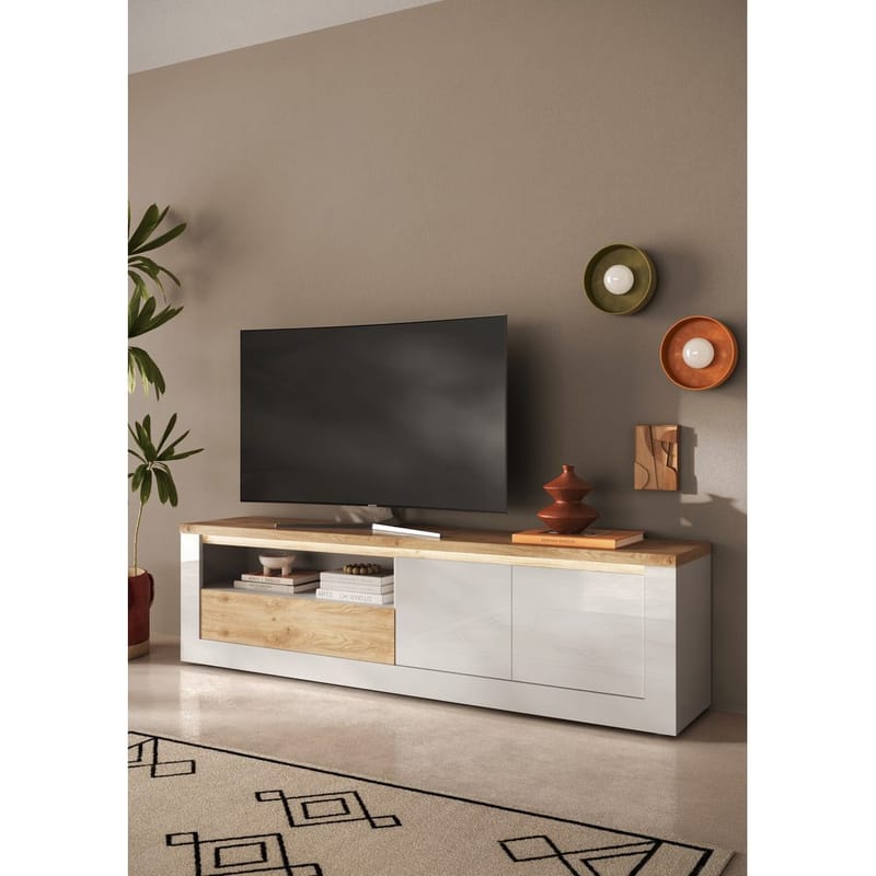 Vandesar TV-bænk 207 cm - Natur/Hvid - Møbler - TV borde & mediemøbler - TV-borde