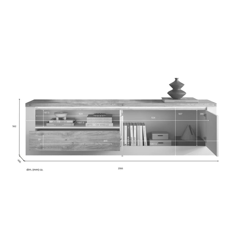 Vandesar TV-bænk 207 cm - Natur/Hvid - Møbler - TV borde & mediemøbler - TV-borde