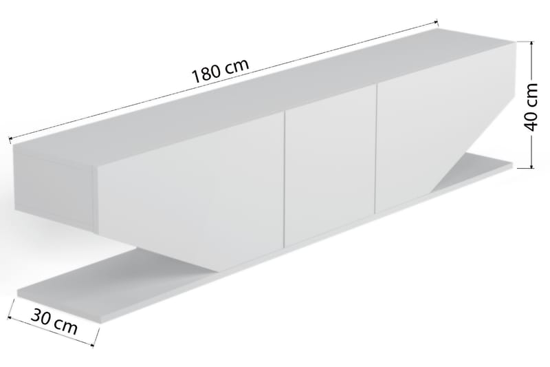 Vanered TV-Bord 180 cm - Hvid - TV-borde