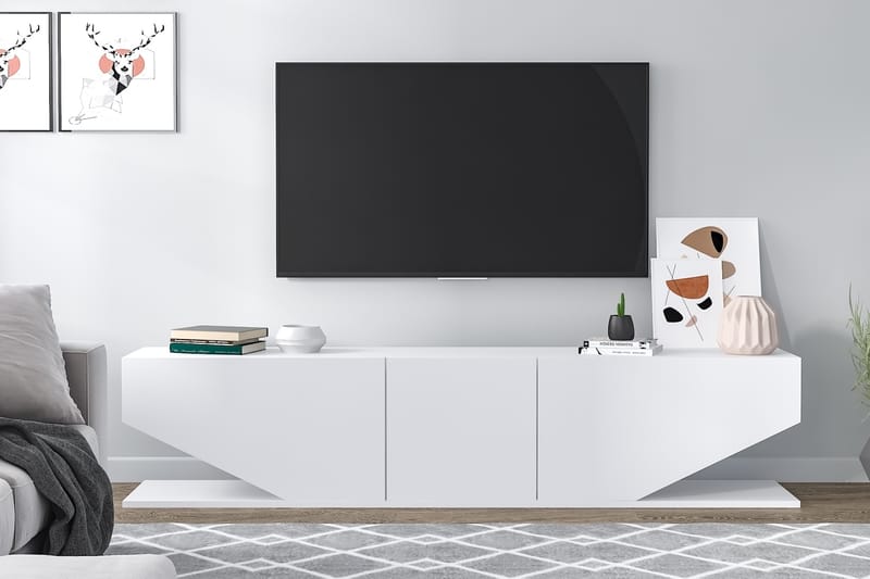 Vanered TV-Bord 180 cm - Hvid - TV-borde