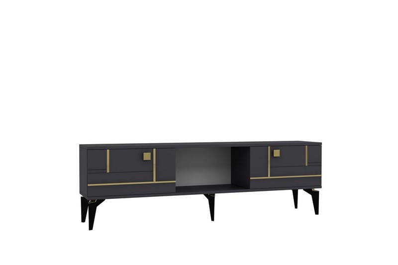Varno TV-bænk 150 cm - Antracit/Guld - Møbler - TV borde & mediemøbler - TV-borde
