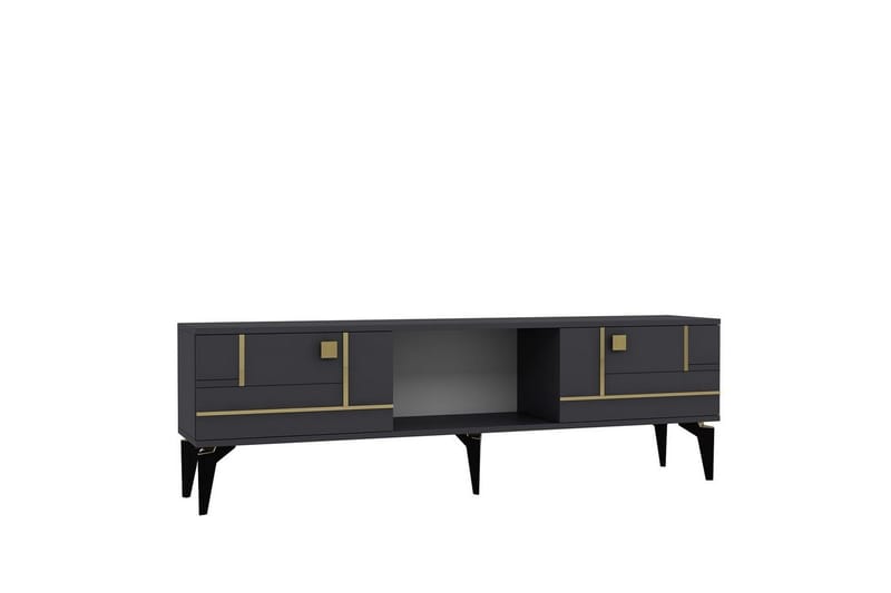 Varno TV-bænk 150 cm - Antracit/Guld - Møbler - TV borde & mediemøbler - TV-borde