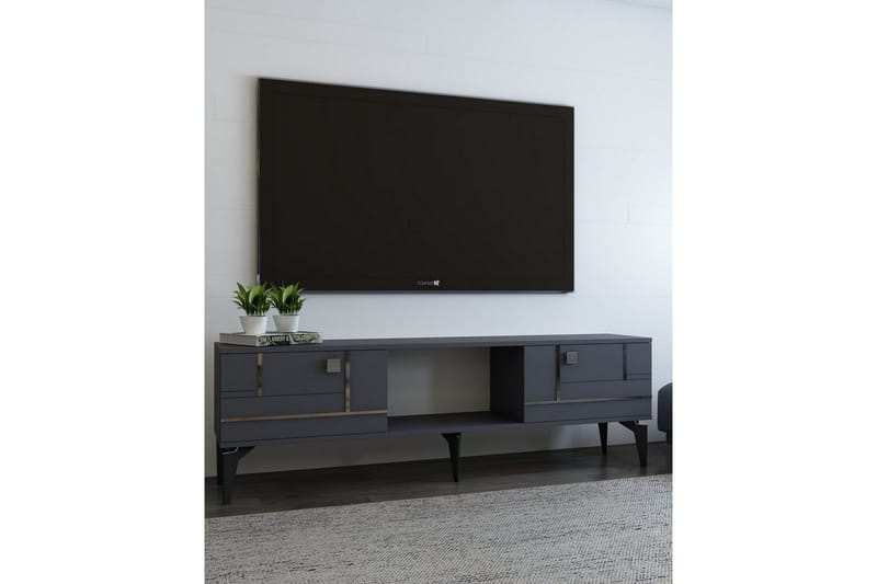 Varno TV-bænk 150 cm - Antracit/Sølv - Møbler - TV borde & mediemøbler - TV-borde