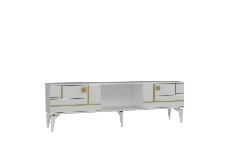Varno TV-bænk 150 cm - Hvid/Guld - Møbler - TV borde & mediemøbler - TV-borde
