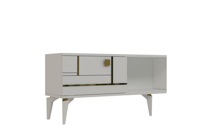 Varno TV-bænk 150 cm - Hvid/Guld - Møbler - TV borde & mediemøbler - TV-borde
