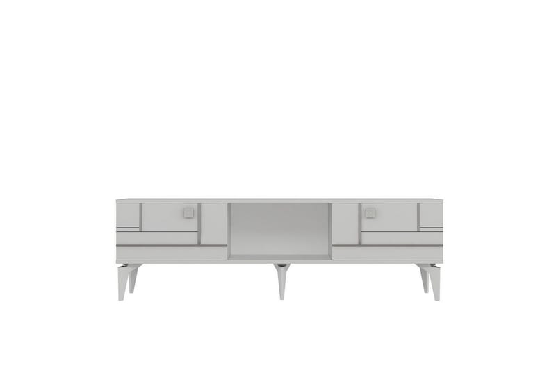 Varno TV-bænk 150 cm, Hvid/Sølv