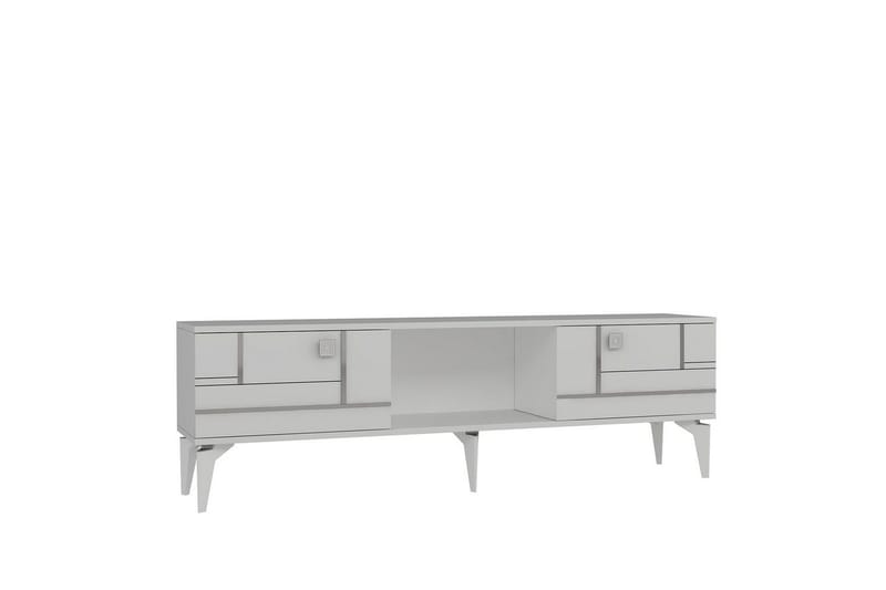 Varno TV-bænk 150 cm - Hvid/Sølv - Møbler - TV borde & mediemøbler - TV-borde