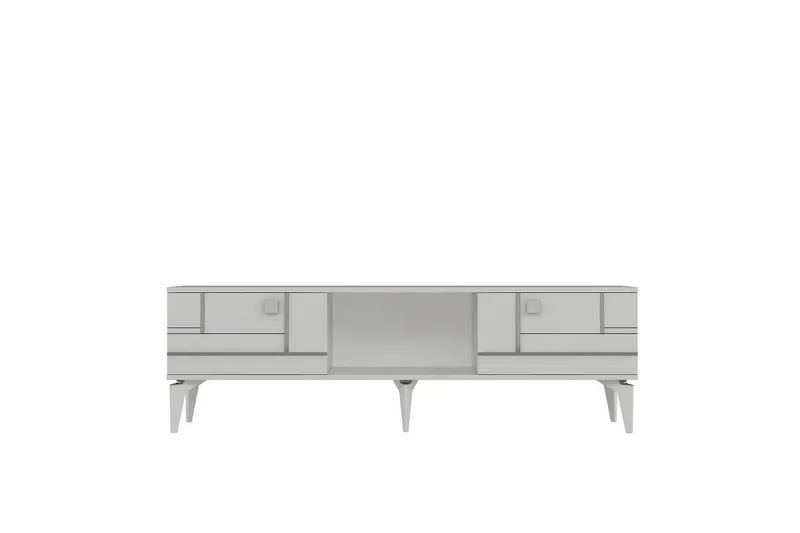 Varno TV-bænk 150 cm - Hvid/Sølv - Møbler - TV borde & mediemøbler - TV-borde