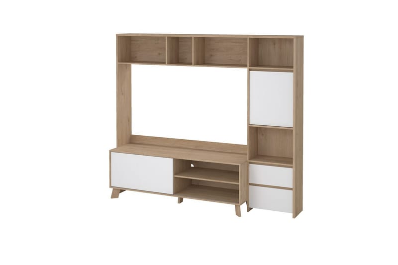 Varun TV-skab 209 cm - Hvid/Natur - Møbler - TV borde & mediemøbler - TV-skab