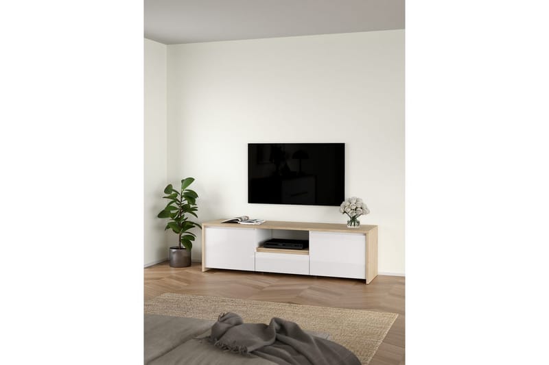 Varun TV-stativ 51 cm - Hvid/Rødfarvet træ - Møbler - TV borde & mediemøbler - Mediestativ & vægbeslag