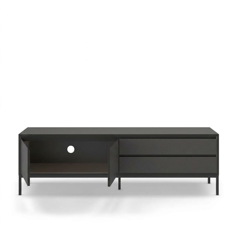 Velar TV-bænk 180x55x40 cm - Antracit/Wood Black/Black - Møbler - TV borde & mediemøbler - TV-borde