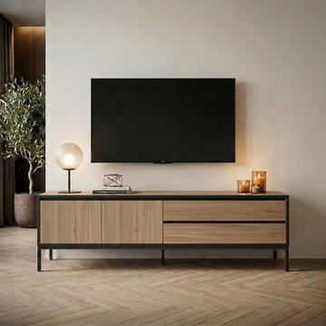 Velar TV-bænk 180x55x40 cm - naturlig eg, træsort, sort, sort - Møbler - TV borde & mediemøbler - TV-borde