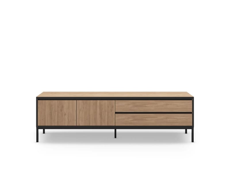 Velar TV-bænk 180x55x40 cm - naturlig eg, træsort, sort, sort - Møbler - TV borde & mediemøbler - TV-borde