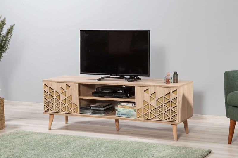 Vellavie TV-bord 140 cm med Opbevaring i Træ - Beige - Møbler - TV borde & mediemøbler - TV-borde