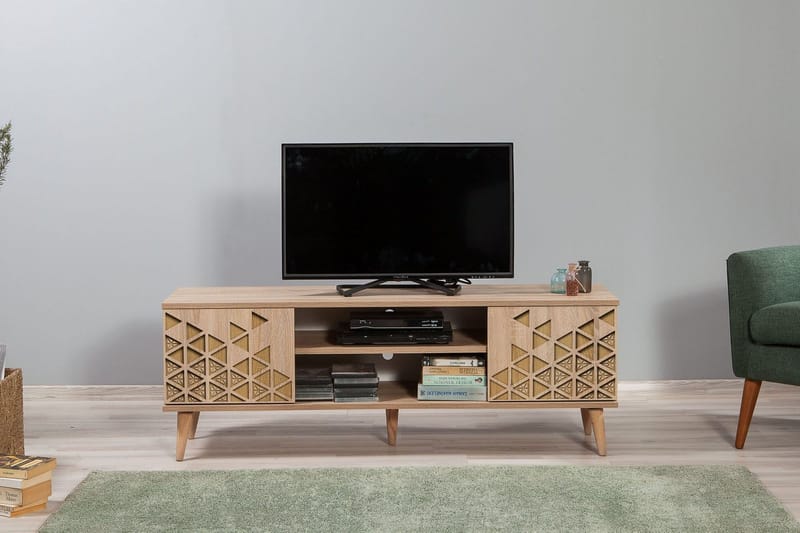 Vellavie TV-bord 140 cm med Opbevaring i Træ - Beige - Møbler - TV borde & mediemøbler - TV-borde