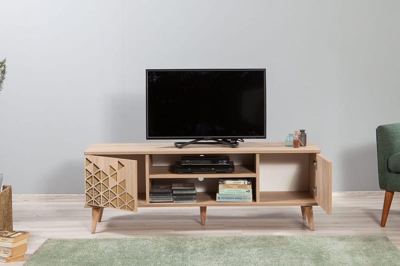 Vellavie TV-bord 140 cm med Opbevaring i Træ - Beige - Møbler - TV borde & mediemøbler - TV-borde
