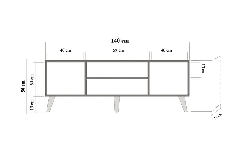Vellavie TV-Bord 140 cm Panel - Brun - TV-borde