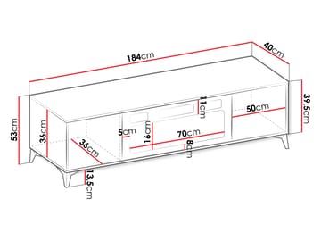 Vemdalen TV-bænk 184 cm - brun - Møbler - TV borde & mediemøbler - TV-borde