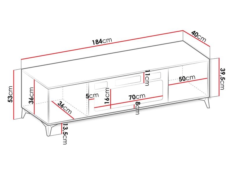 Vemdalen TV-bænk 184 cm - brun - Møbler - TV borde & mediemøbler - TV-borde