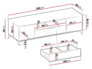 Vemdalen TV-bænk 204 cm - brun - Møbler - TV borde & mediemøbler - TV-borde