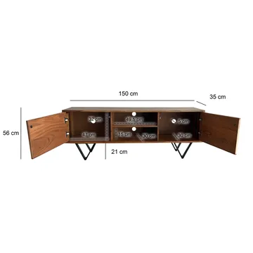 Venlor TV-bænk 150x56x35 cm i massivt sheeshamtræ med hvidt stenlook - Hvid - Møbler - TV borde & mediemøbler - TV-borde