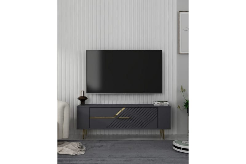 Veynor TV-bænk 120 cm - Antracit/Guld - Møbler - TV borde & mediemøbler - TV-borde